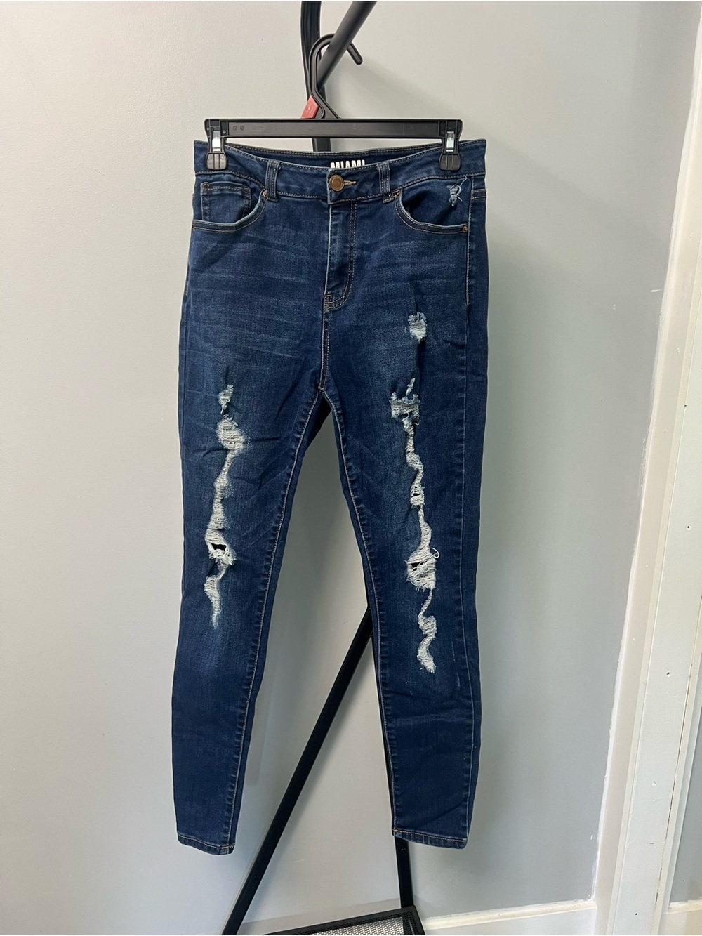 miami Dark Blue Distressed Skinny Jeans